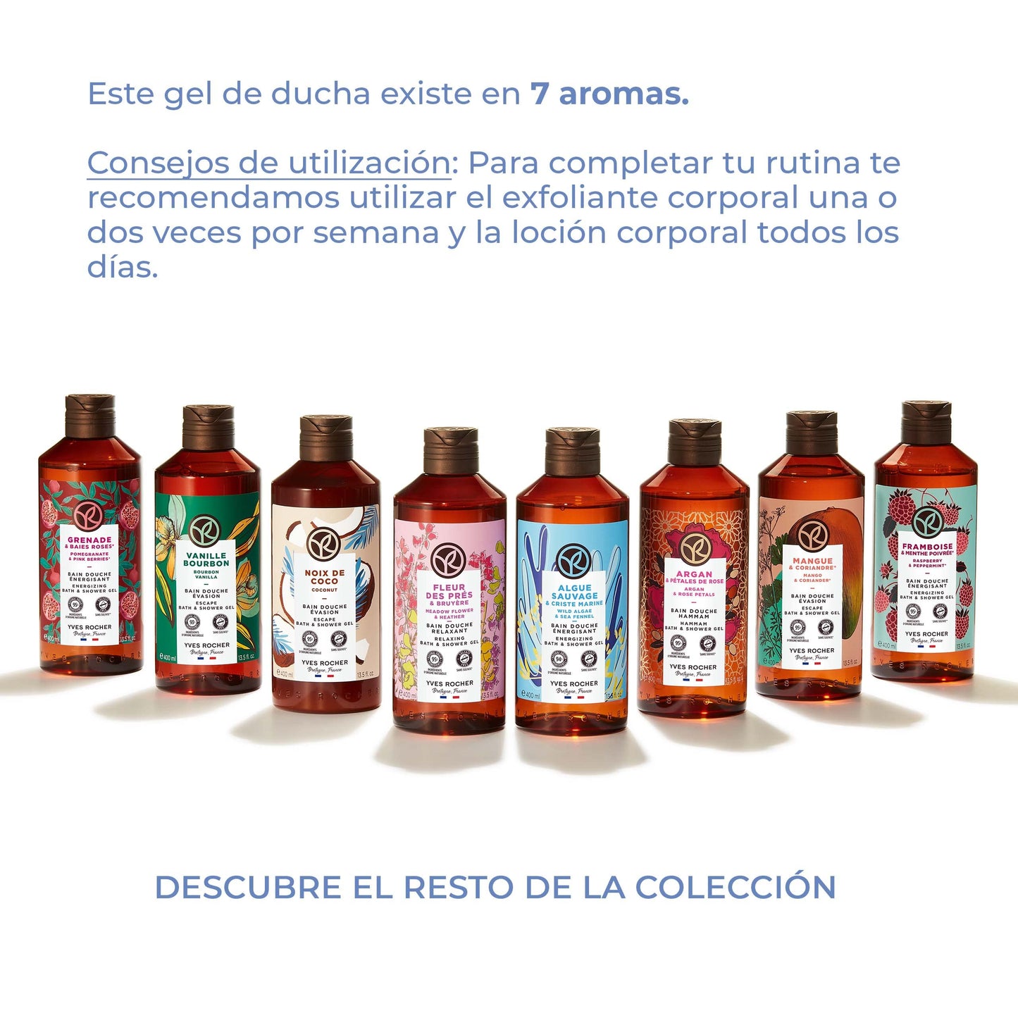 Yves Rocher Bath and Shower Body Gel 400 ml. / 13.5 fl.oz. - 200 ml. / 6.7 fl.oz.