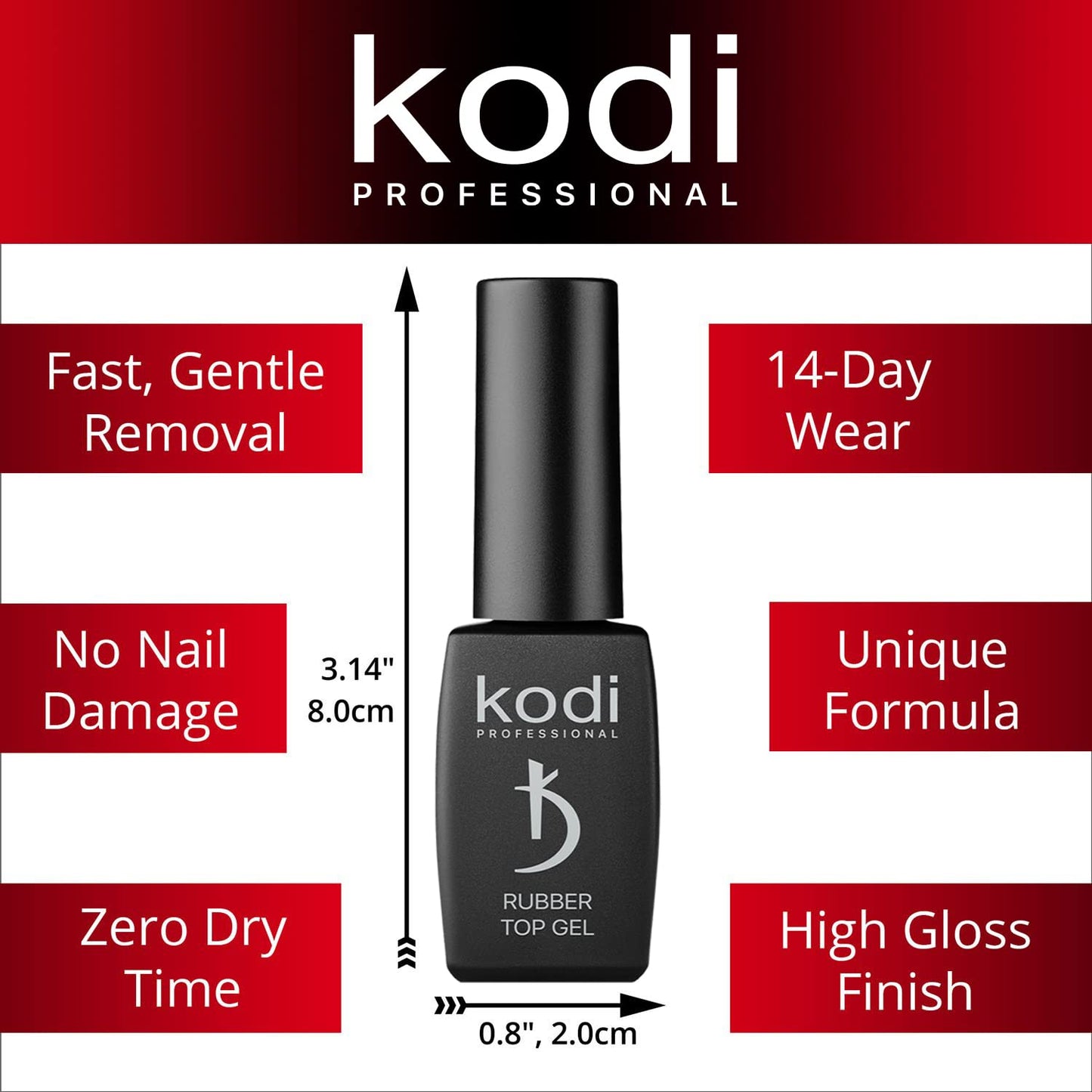 Professional Rubber Top & Base Gel Set By Kodi | 8ml 0.27 oz| Soak Off, Polish Fingernails Coat Kit | For Long Lasting Nails Layer | Easy To Use, Non-Toxic & Scentless | Cure Under LED Or UV Lamp