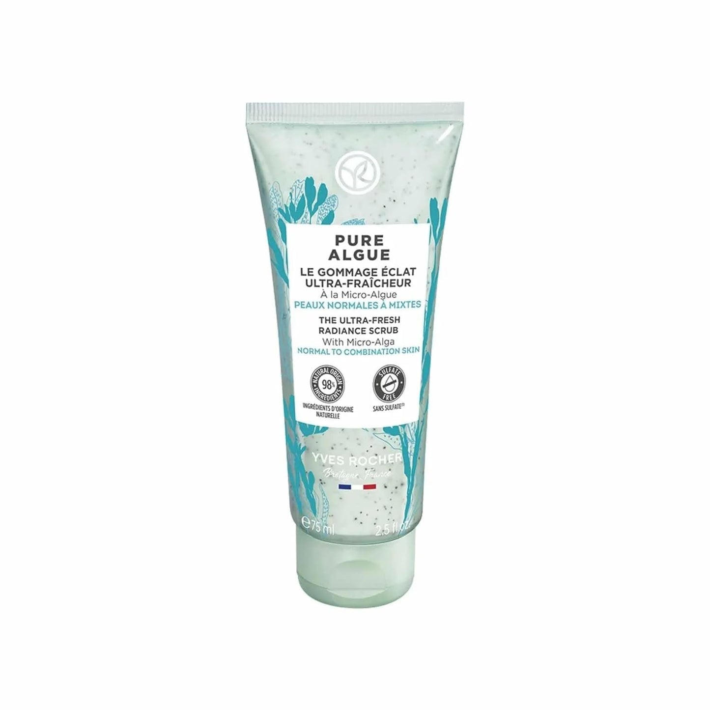 Yves Rocher Pure Algue Ultra-Fresh Facial Scrub Women Day Skin Face Care- 75 ml. / 2.5 fl.oz.