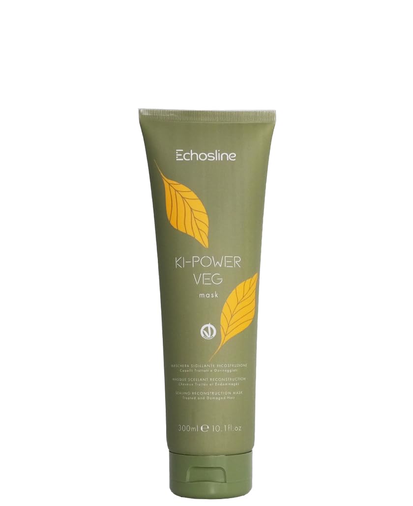 Echosline KIPower VEG Reconstruction Mask for Damaged Hair - 1000 ml. / 33.8 fl.oz.& - 300 ml. / 10.1 fl.oz. (Mask for Damaged Hair 11.83 fl.oz.)