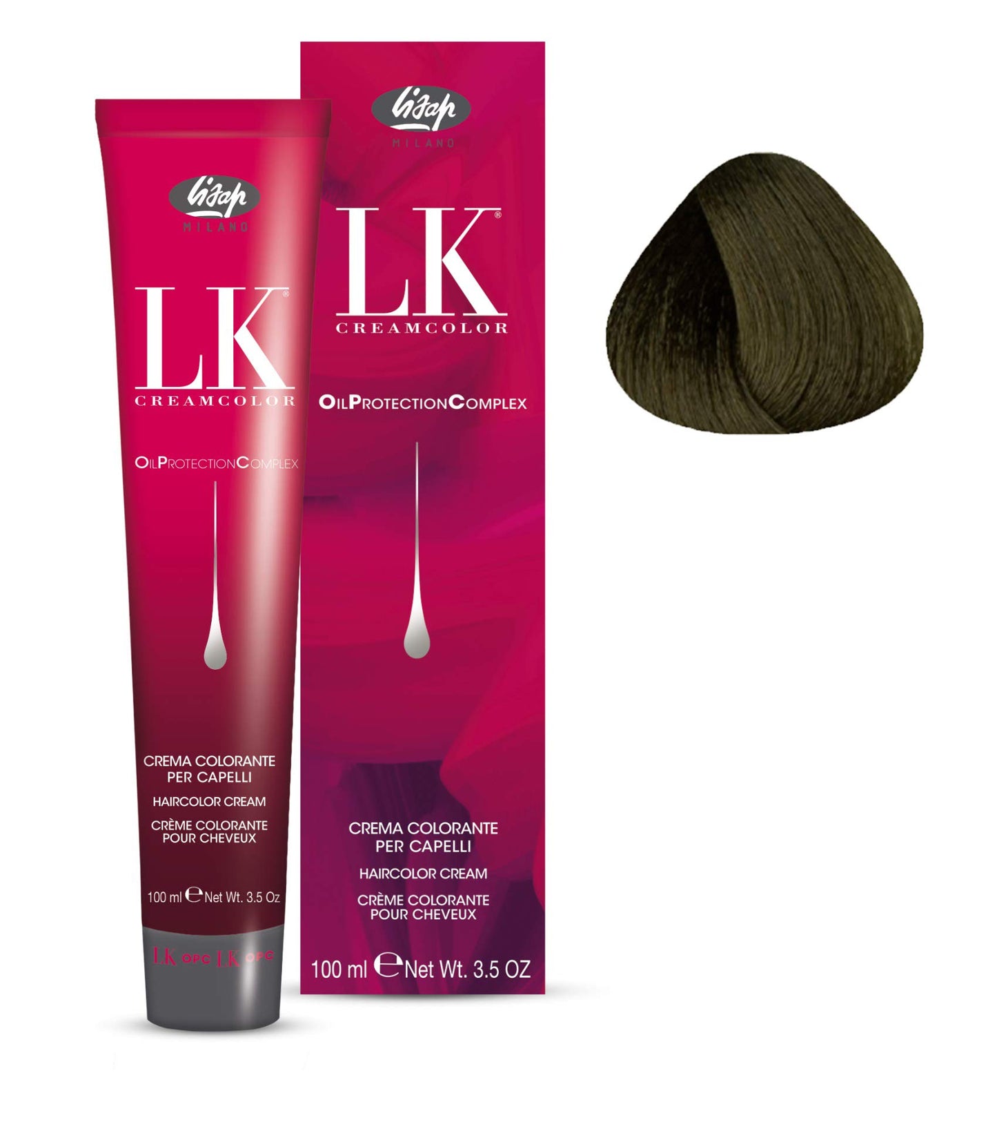 Lisap LK Oil Protection Complex Hair Color Cream, 100 ml./3.38 fl.oz. (5/9 - Light Cool Brown)