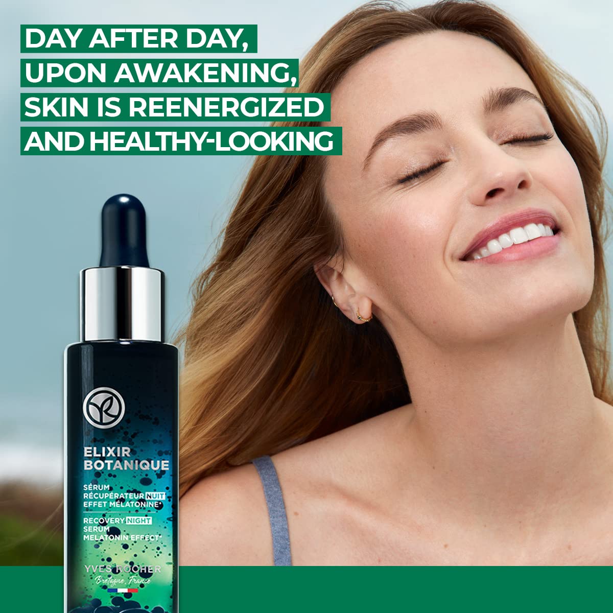 Yves Rocher Elixir Botanique Recovery Night Serum, Face Serum to Revitalize and Strengthen Skin, 1.01 Fl Oz