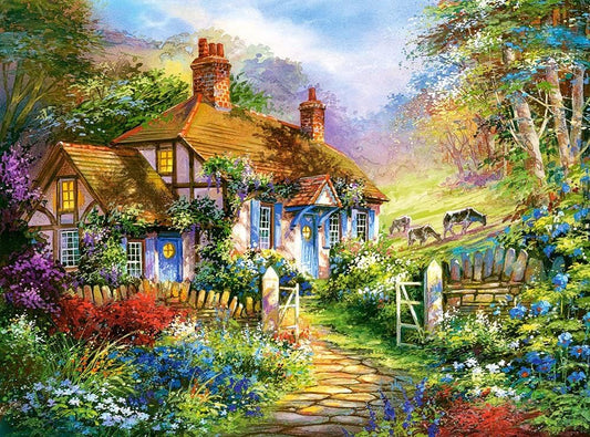 Castorland 3000 Piece Jigsaw Puzzles, Forest Cottage, Charming Nook, Pond, Countryside, Adult Puzzles, C-300402-2, Small