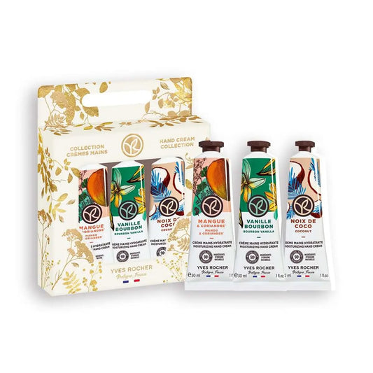 Yves Rocher Moisturizing Coconut Vanille and Mango Hand Cream Set of 3 Women Men Day Care - 30 ml. / 1 fl.oz.