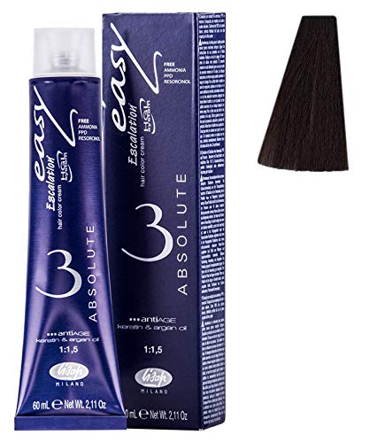 Lisap Easy Absolute 3 Hair Color Cream, 60 ml./2 fl.oz. (5/72 - Light Brown Cool Beige)