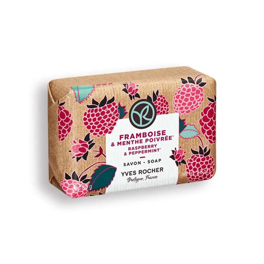 Yves Rocher Raspberry and Peppermint Hand Soap Gentle Cleansing Solid Bar with Light Foam & Delicate Aroma – 80g / 2.8oz