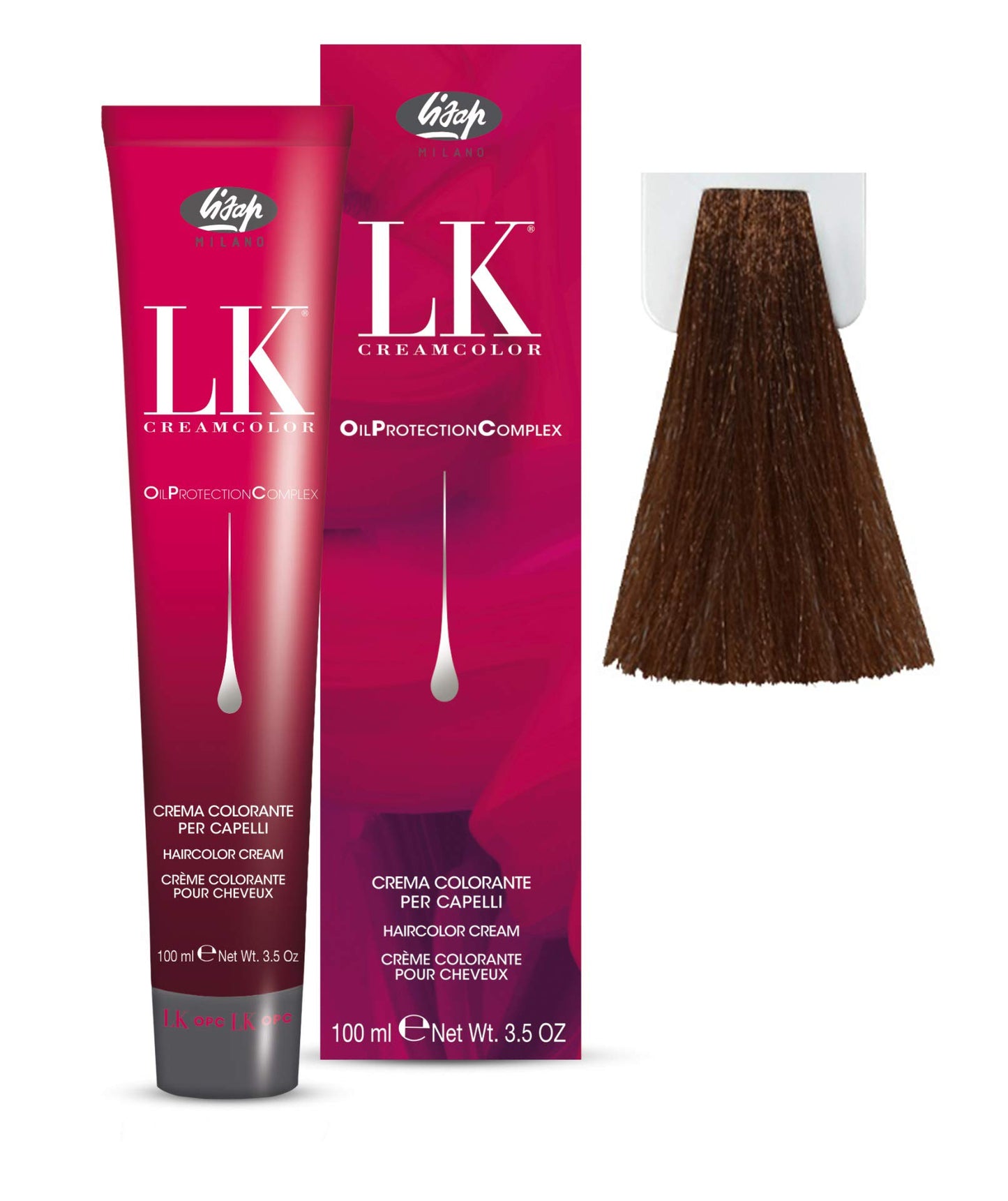 Lisap LK Oil Protection Complex Hair Color Cream, 100 ml./3.38 fl.oz. (7/3 - Medium Golden Blonde)