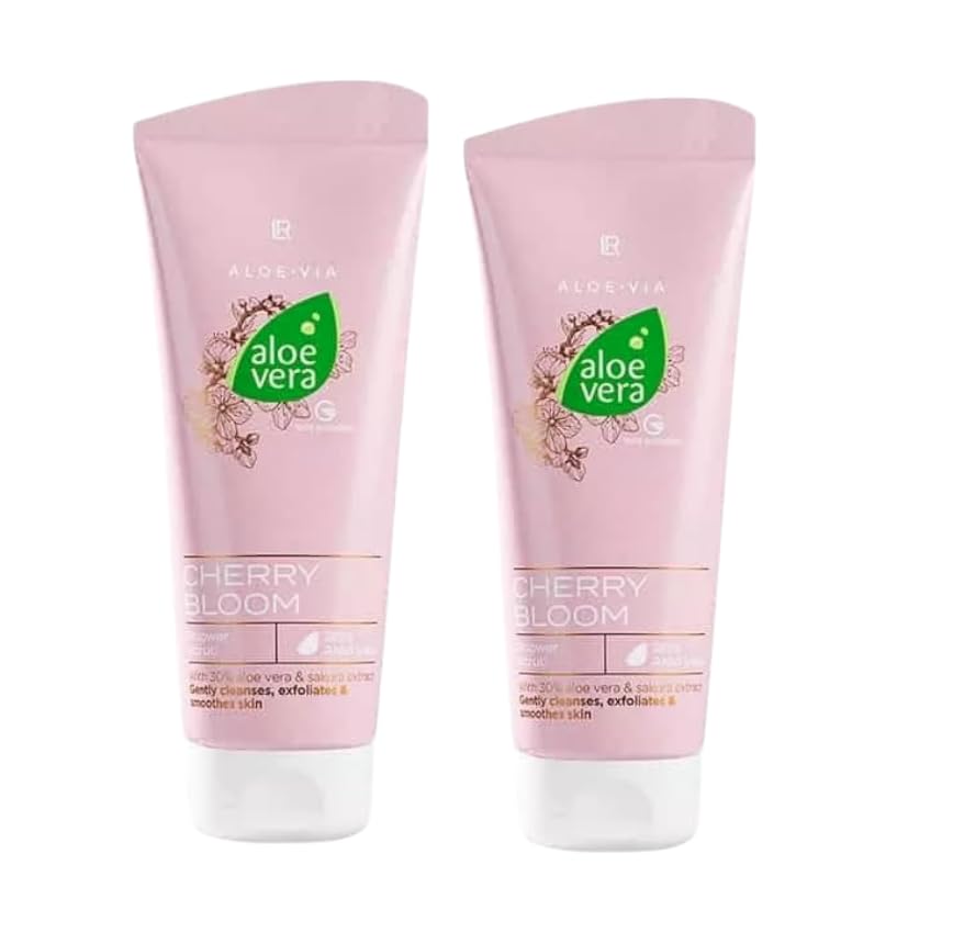 LR Health&Beauty Aloe Via Aloe Vera Cherry Bloom Shower Body Nourishing Lotion Peeling Body Nourishing Gel Set of 2-200 ml./6.7 fl.oz. Best Gift Git Spring Eddition