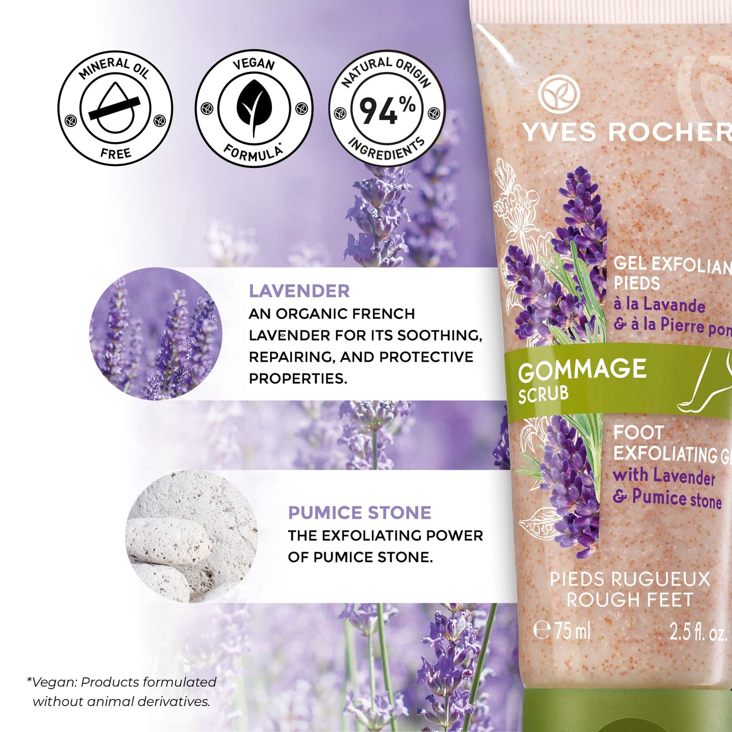 Yves Rocher Foot Exfoliating Gel | Reduce Calluses and Smooth Dry, Rough Skin | 2.5 fl oz