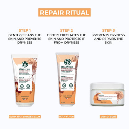 Yves Rocher Repairing Whipped Body Butter for Dry Skin, Intensely Nourish & Moisturize with Shea Butter Body Cream, 8.4 FL OZ