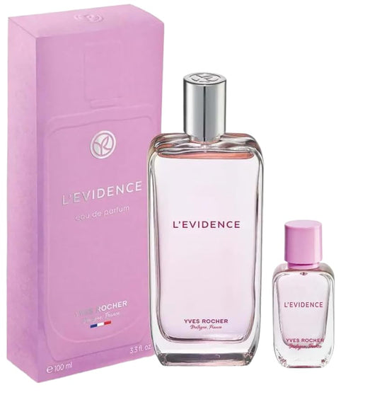Yves Rocher L`Evidence Eau de Parfume for Women Set of 2-100 ml. / 3.3 fl.oz. and 5 ml./0.16 fl.oz.