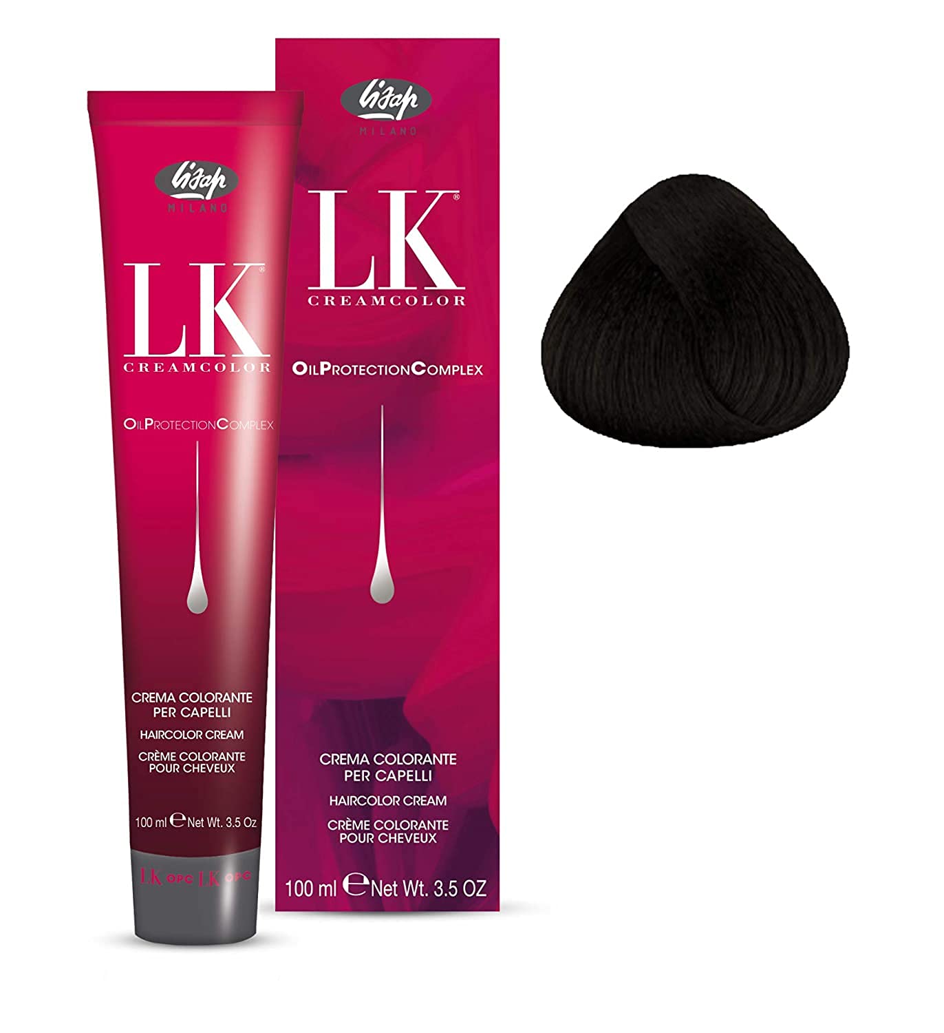 Lisap LK Oil Protection Complex Hair Color Cream, 100 ml./3.38 fl.oz. (4/28 - Medium Brown Ash Pearl)