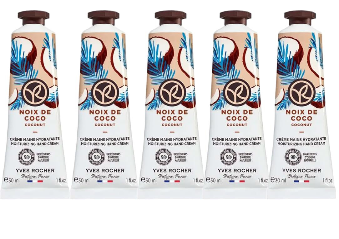 Yves Rocher Moisturizing Coconut Hand Cream Set of 5 Tubes - 30 ml. / 1 fl.oz.