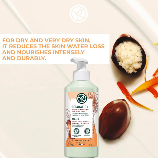 Yves Rocher Repair Lotion for Extra Dry Skin, Hand and Body Lotion to Repair & Nourish, 13 FL OZ