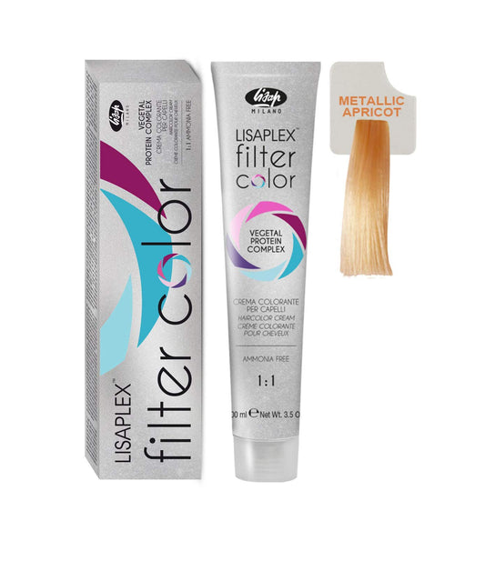 Lisap Lisaplex Filter Color Hair Color Cream, 100 ml./3.38 fl.oz. (Metallic Apricot)