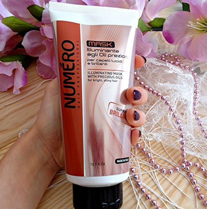 Brelil Numero Illuminating Mask with Precious Oils for bright, shiny Hair (10.1 fl.oz.)