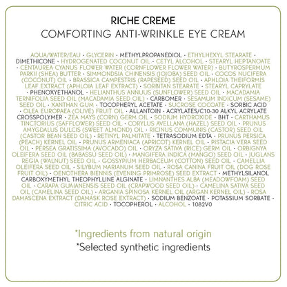 Yves Rocher Eye Cream Riche Crème Comforting Anti-wrinkle with precious oils, for Mature Skin + Dry skin, 14 ml tube