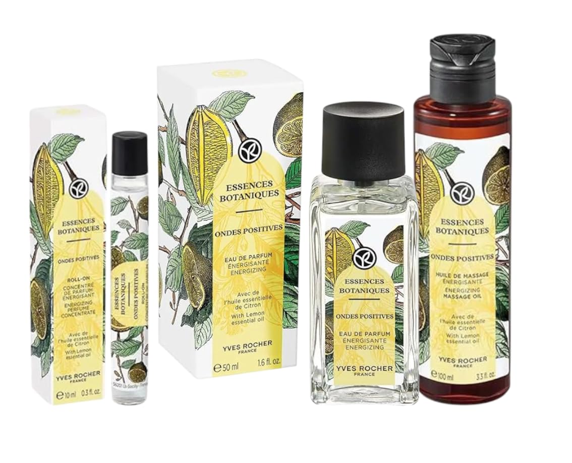 Yves Rocher Essences Botaniques Instant Oil Perfume Women Long Lasting Fragrance Massage Body Oil Set of 3 Travel Size - 50 ml./1.7 fl.oz. and 10 ml./0.3 fl.oz.