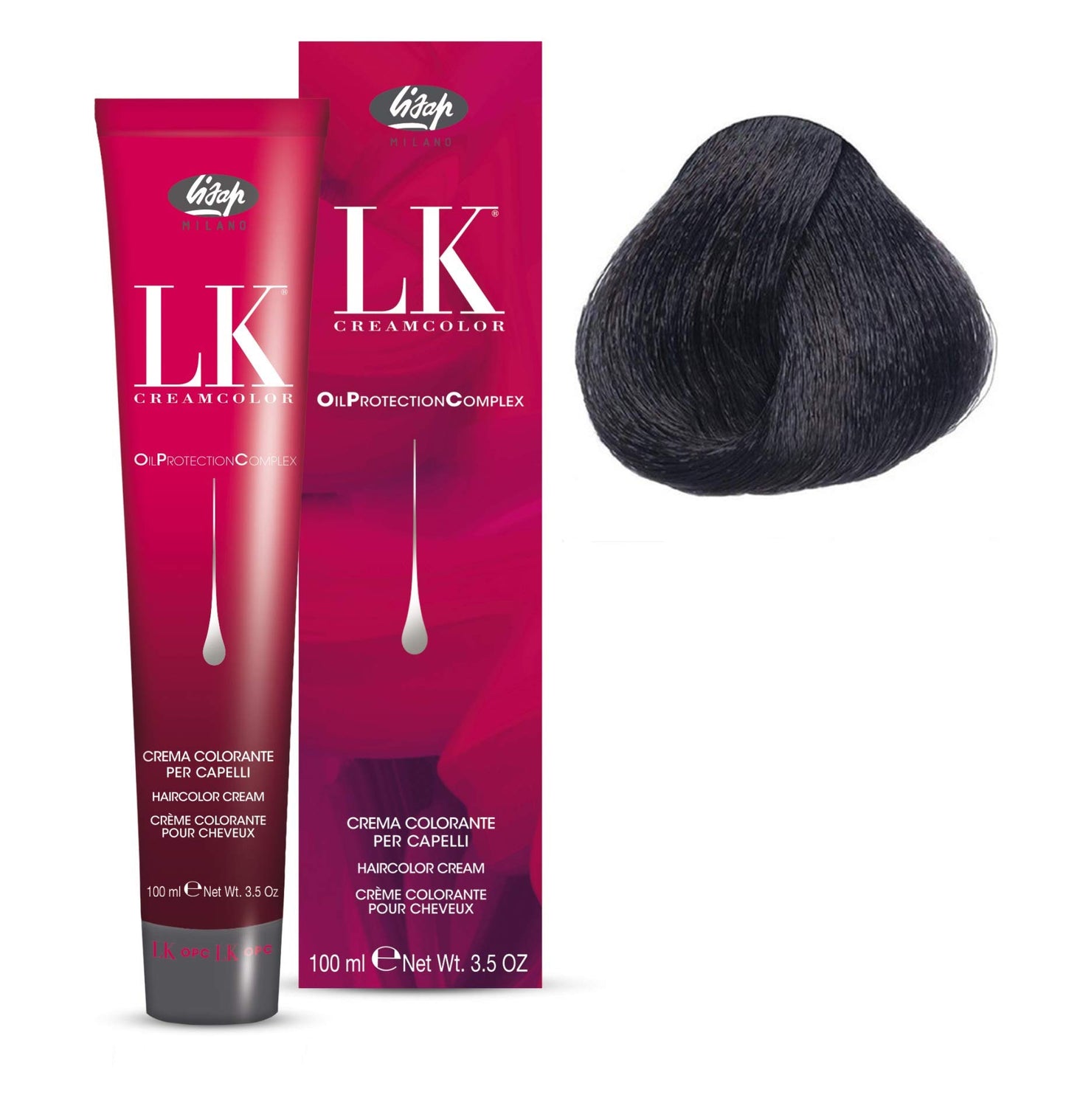 Lisap LK Oil Protection Complex Hair Color Cream, 100 ml./3.38 fl.oz. (2/07 - Very Dark Beige Brown)