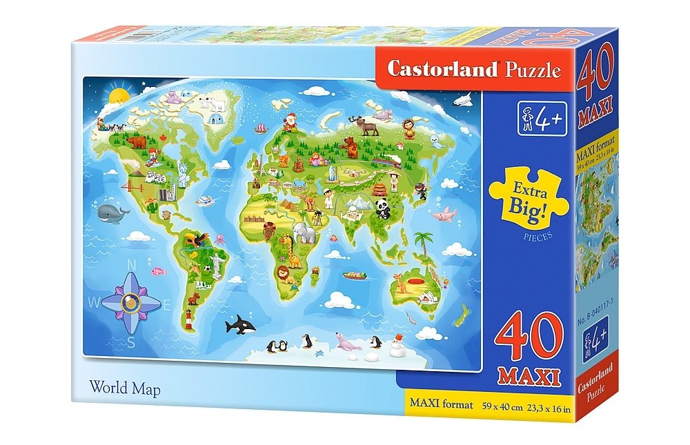 Castorland Puzzle 40 Maxi Pieces, World Map - В-040117