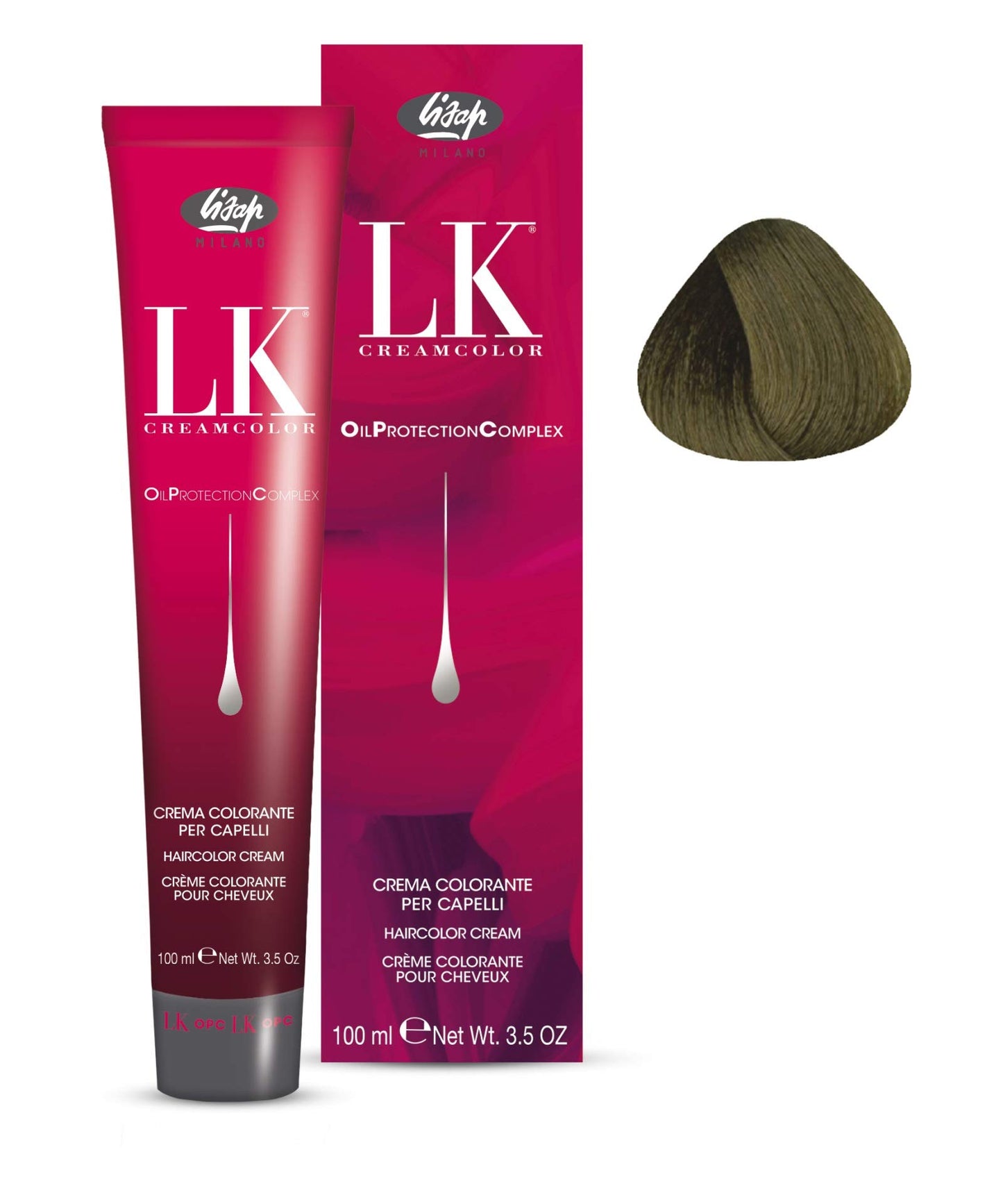 Lisap LK Oil Protection Complex Hair Color Cream, 100 ml./3.38 fl.oz. (7/9 - Medium Cool Blonde)