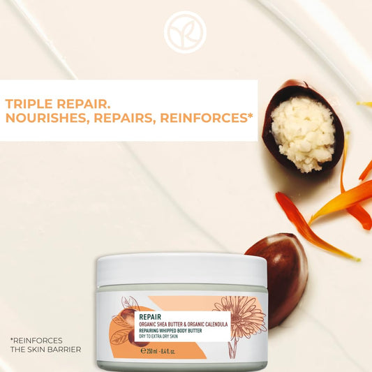 Yves Rocher Repairing Whipped Body Butter for Dry Skin, Intensely Nourish & Moisturize with Shea Butter Body Cream, 8.4 FL OZ