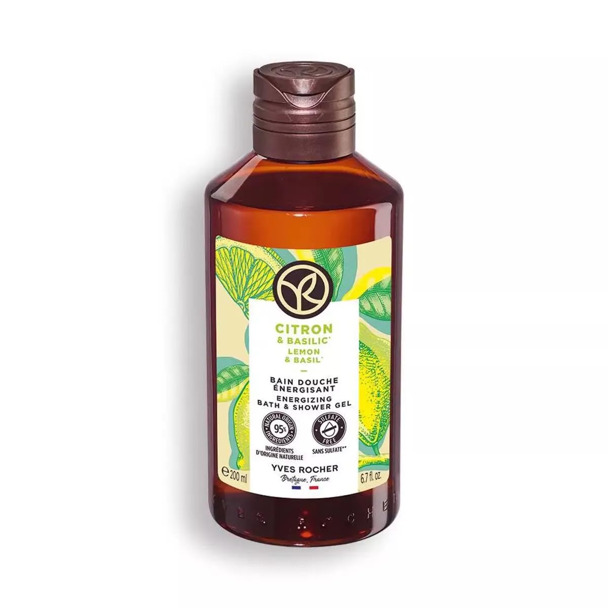 Yves Rocher Wild Lemon & Basil Nourishing Shower Gel Bath & Body Routine Women Men Day Care 200 ml./6.7fl.oz.