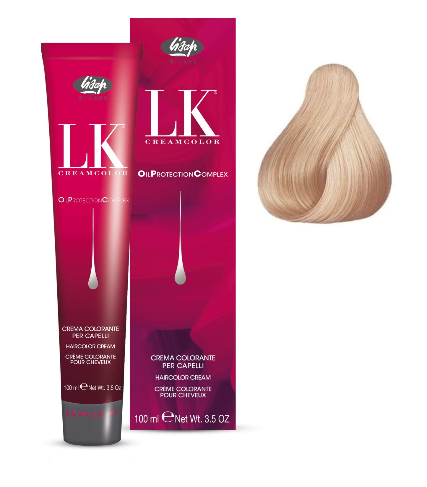 Lisap LK Oil Protection Complex Hair Color Cream, 100 ml./3.38 fl.oz. (10/7 - Lightened Natural Beige Blonde)