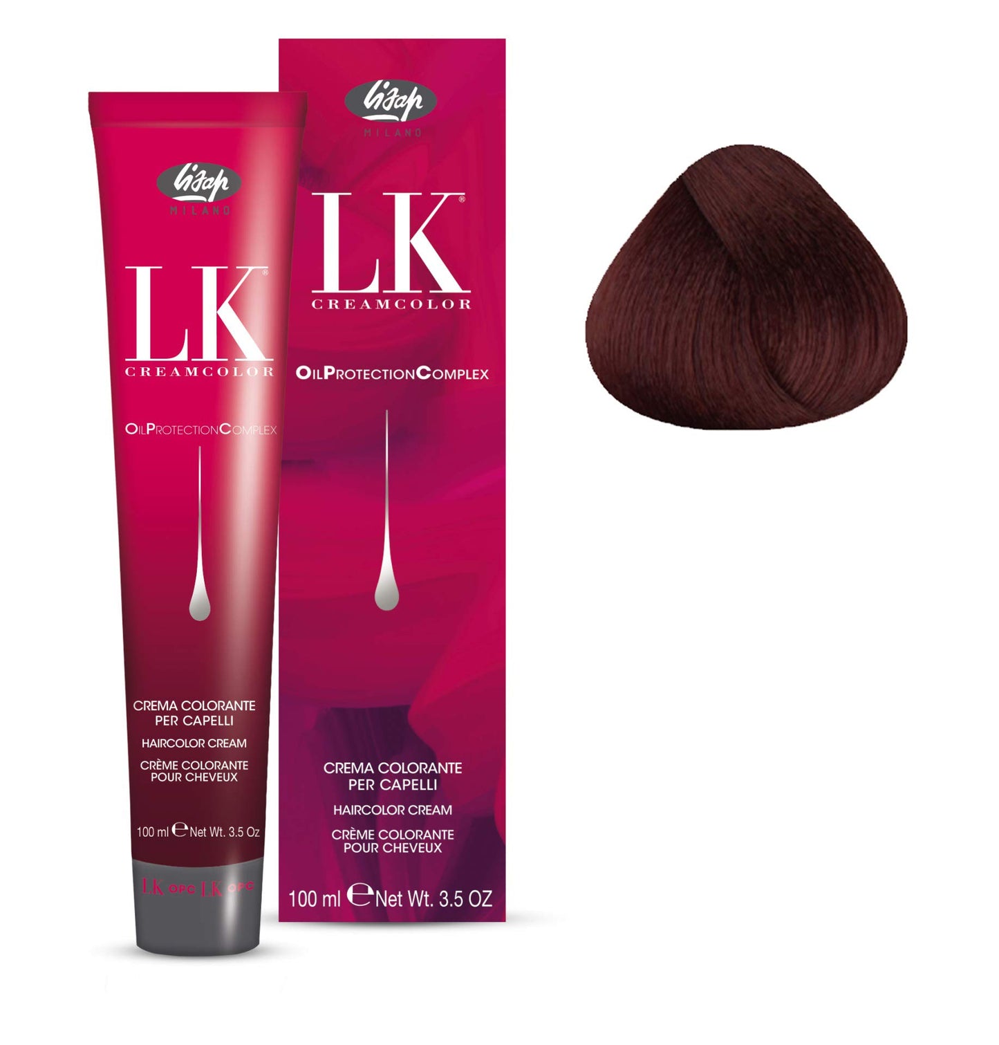 Lisap LK Oil Protection Complex Hair Color Cream, 100 ml./3.38 fl.oz. (6/76 - Dark Beige Copper Blonde)