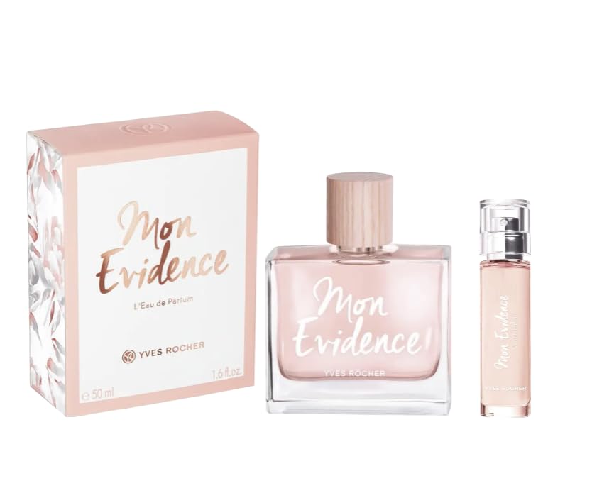 Yves Rocher Mon Evidence L'Eau de Parfum Travel Size Gift Set of 2 for Women - 50 ml./1.7 fl.oz and 10 ml./0.3 fl.oz.