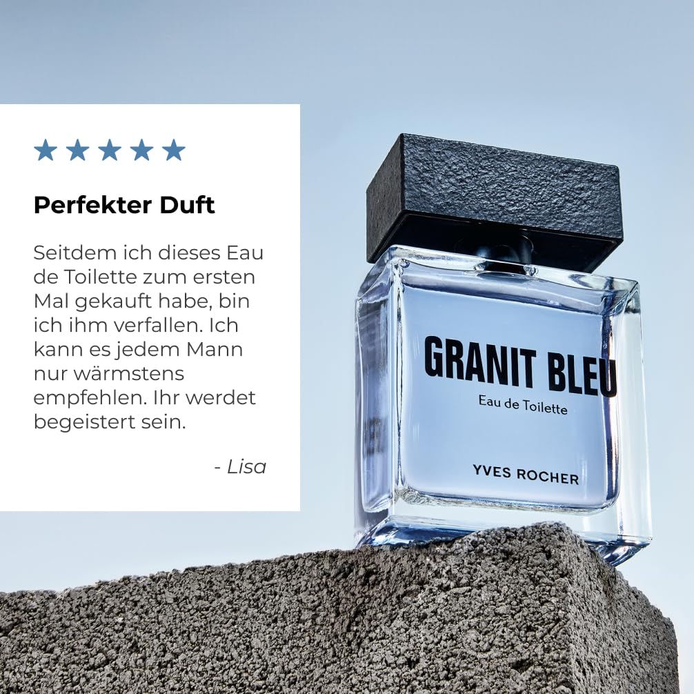 Yves Rocher Granit Bleu Eau de Toilette for Men Long Lasting Fragrance 50 ml./1.7 fl.oz.