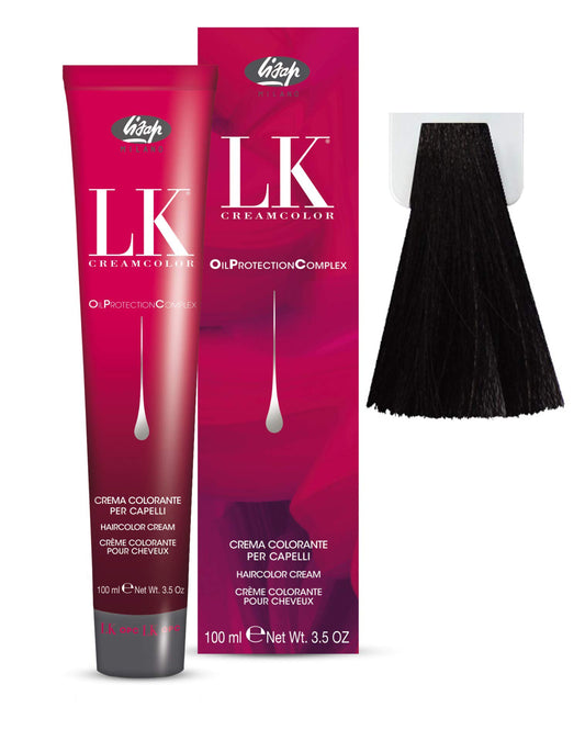 Lisap LK Oil Protection Complex Hair Color Cream, 100 ml./3.38 fl.oz. (3/0 - Dark Brown)