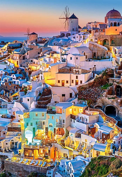 CASTORLAND 1000 Piece Jigsaw Puzzle, Santorini Lights, Puzzle of Greece, Island Paradise Puzzle, Adult Puzzle, Castorland C-103522-2