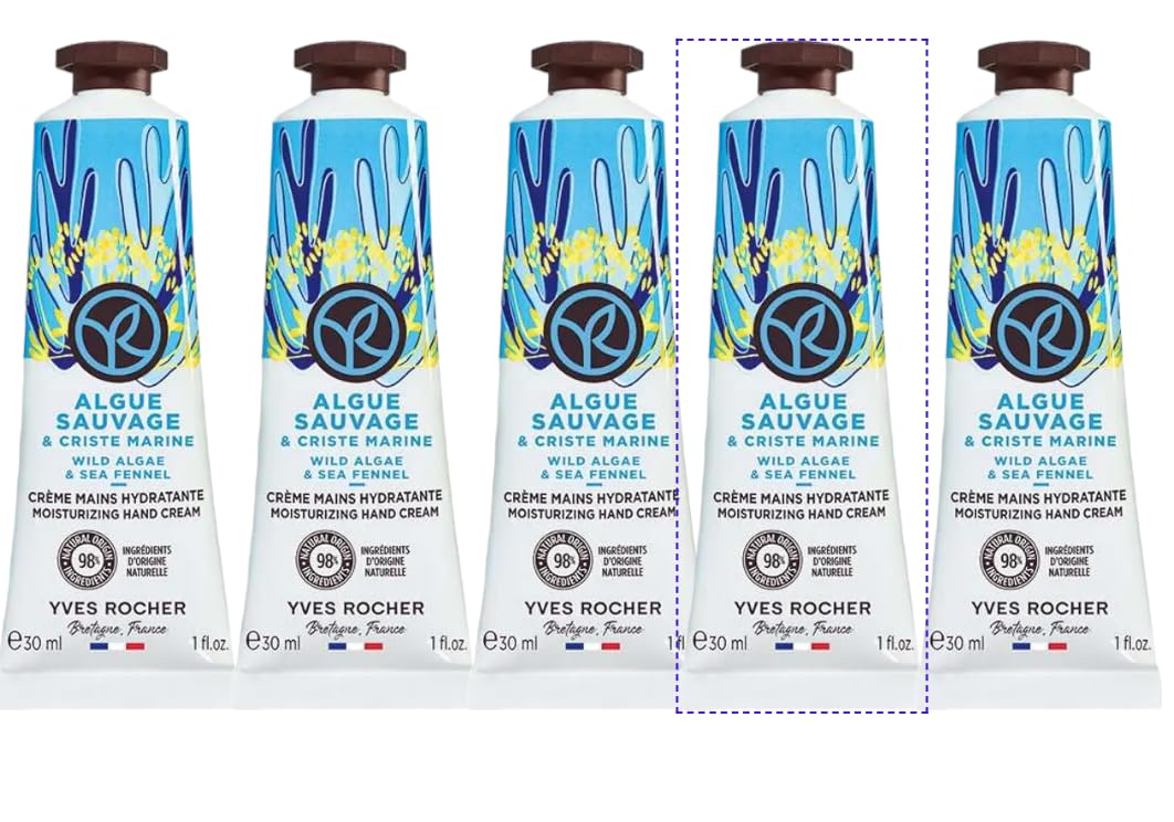 Yves Rocher Moisturizing Wild Algae and Sea Fennel Hand Cream Set of 5 Tubes - 30 ml. / 1 fl.oz.