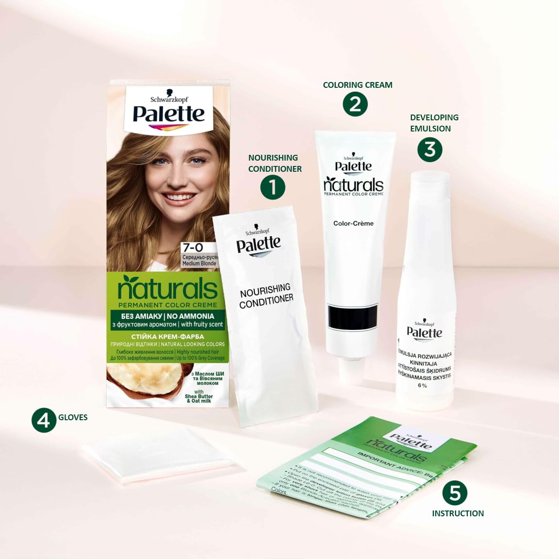 Palette Naturals Color Creme with Honey, Cloud Berry and Argan Oil, 110 ml./3.7 fl.oz. (L6-0 - Scandinavian Blonde)