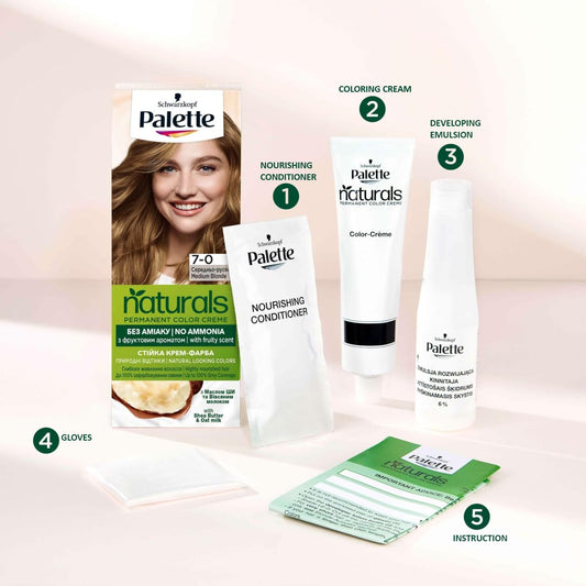 Palette Naturals Color Creme with Honey, Cloud Berry and Argan Oil, 110 ml./3.7 fl.oz. (L6-0 - Scandinavian Blonde)