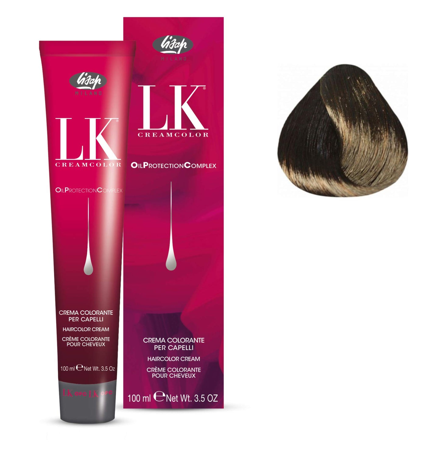 Lisap LK Oil Protection Complex Hair Color Cream, 100 ml./3.38 fl.oz. (4/78 - Medium Brown Beige Violet)