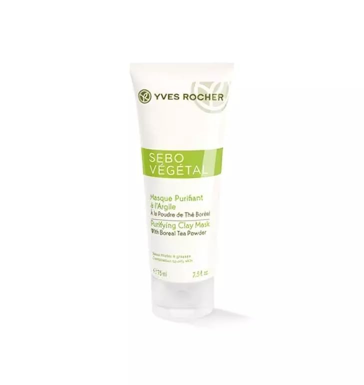 Yves Rocher Sebo Pure Vegetal Purifying Clay Mask Oil Skin Acne Women Men Day Care -75 ml./2.5 fl.oz.