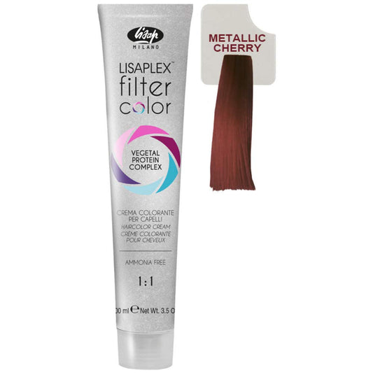 Lisap Lisaplex Filter Color Hair Color Cream, 100 ml./3.38 fl.oz. (Metallic Cherry)