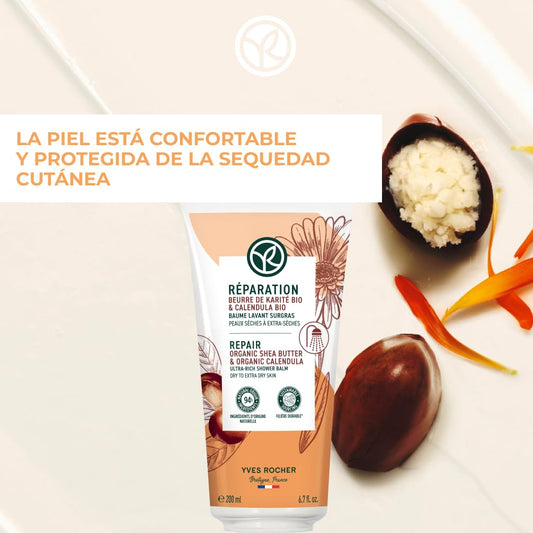 Yves Rocher Repair Organic Shea Butter & Organic Calendula Restorative Body Milk All skin types 200 ml. / 6.7 fl.oz.
