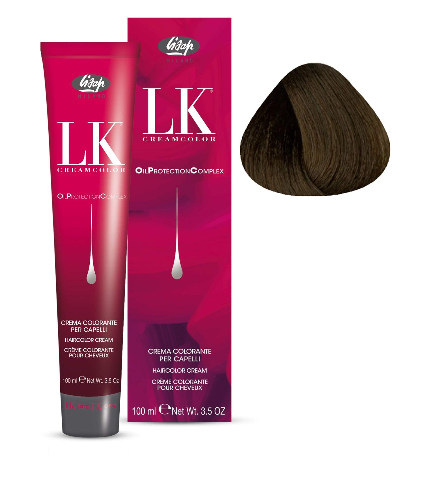 Lisap LK Oil Protection Complex Hair Color Cream, 100 ml./3.38 fl.oz. (5/26 - Light Ash Copper Brown)
