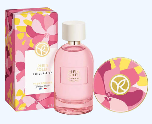 Yves Rocher Plein Soleil Eau de Parfum for Women Spray and Solid Perfume Set of 2 Long Lasting Fragrance 100 ml./1 fl.oz. and 13 g