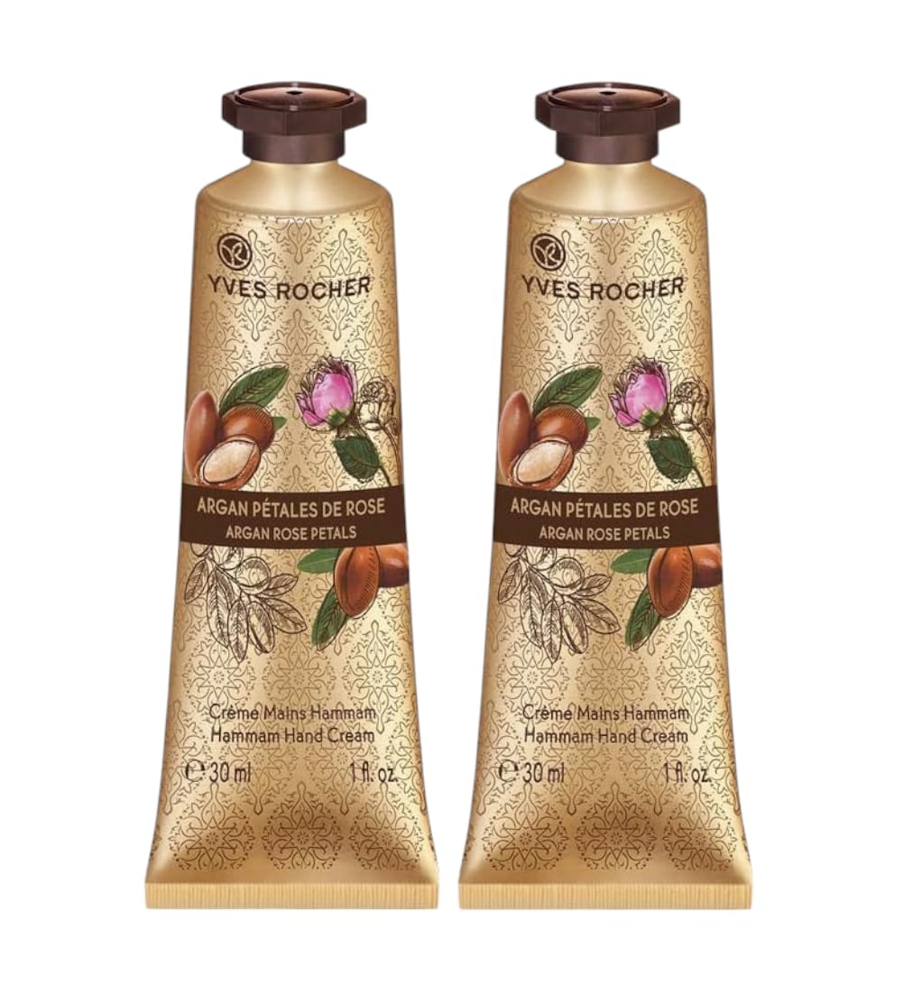 Yves Rocher Moisturizing Argan and Rose Petals Hand Cream - 30 ml. / 1 fl.oz. Set of 2 Best Gift Kit