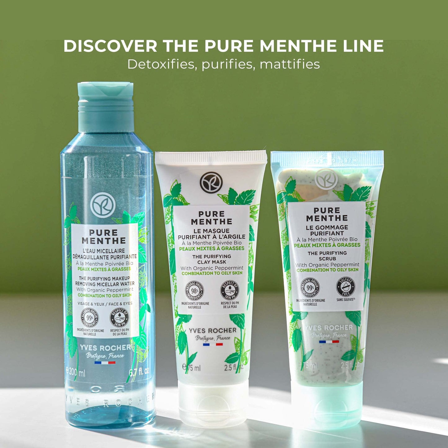 Yves Rocher Pure Menthe Purifying Makeup Removing Micellar Water, 200 ml./6.7 fl.oz.