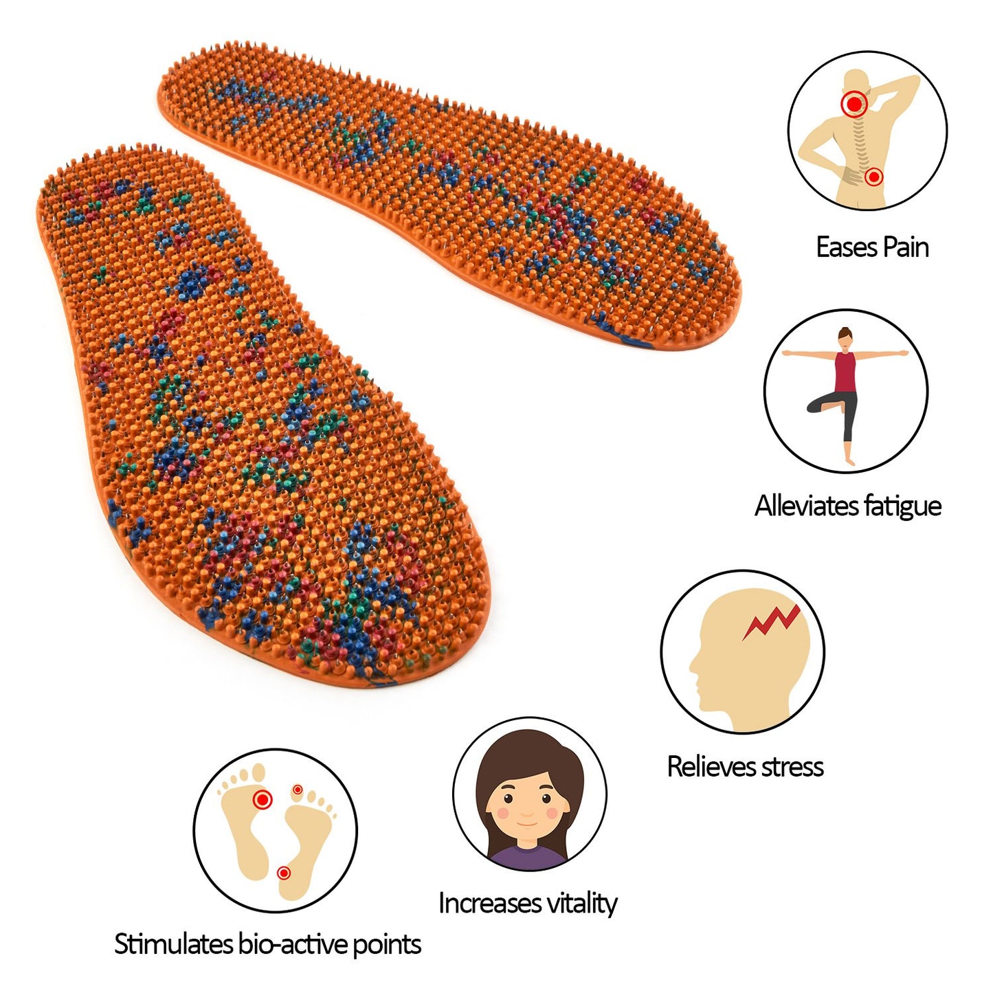 LYAPKO Acupuncture Shoe Insoles Foot Therapy Massager 2088 Needles 5 Ag - size US W15.5 M14 / EU 48. Premium Reflexology Unique Patented Acupressure Massage Tool