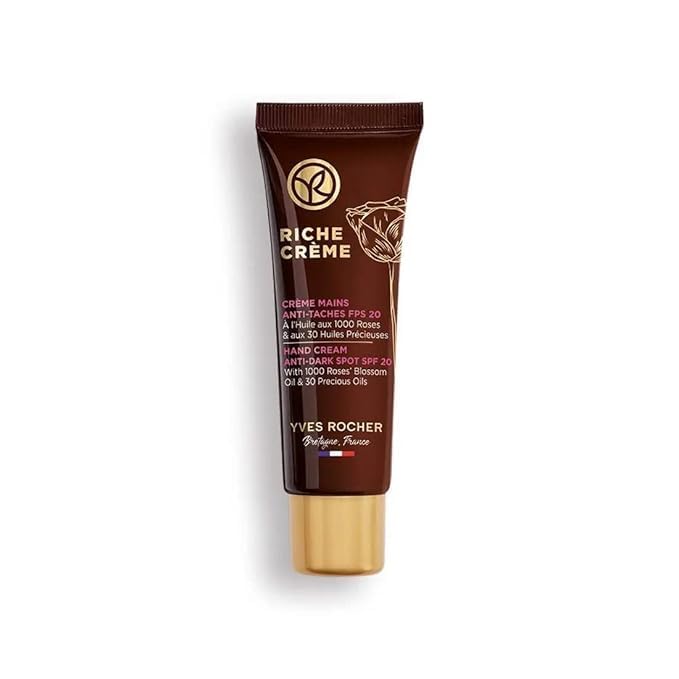 Yves Rocher Riche Crème Anti-Dark Spot Hand Cream Moisturizer 30 Botanical Oils for Dry Skin Improve Tone Non-Greasy Fast-Absorbing Formula - 50 ml / 1.7 fl oz