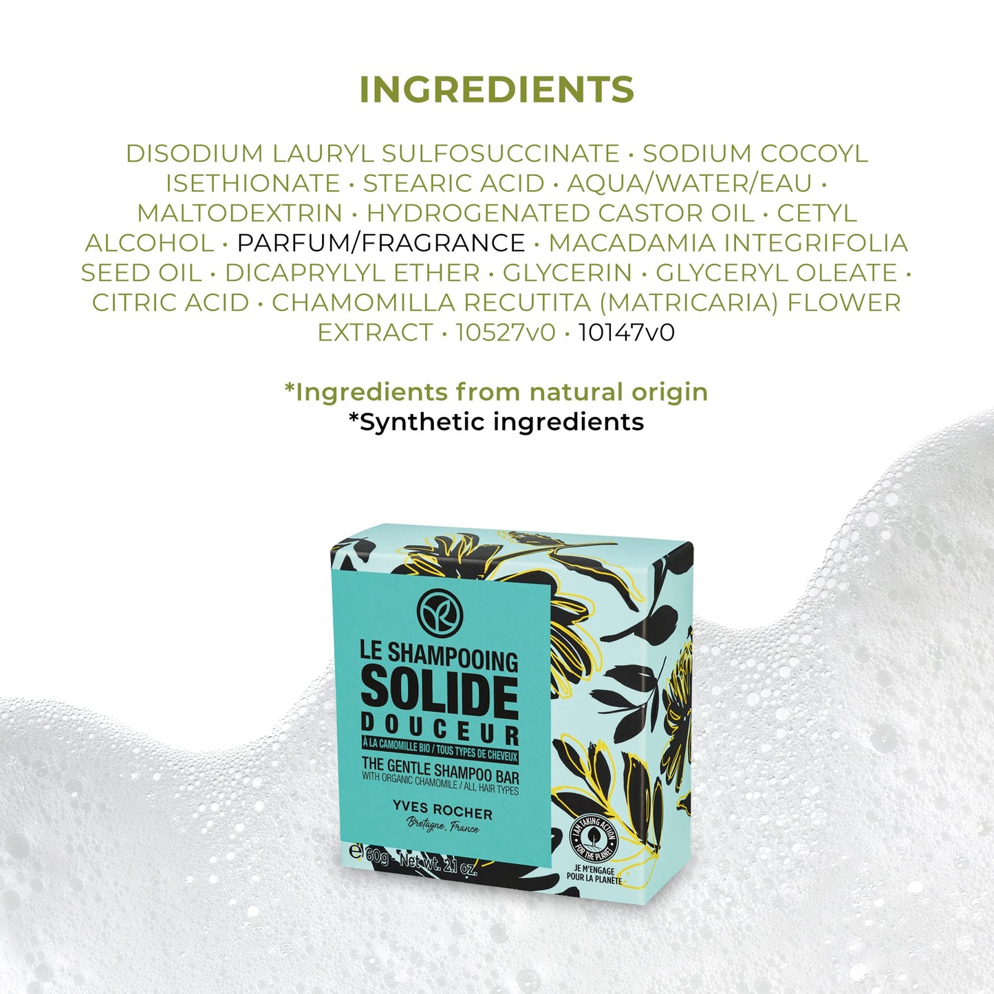 Yves Rocher Gentle Shampoo Bar ? Chamomile ? All Hair Types ? 60g ? 1 Ct