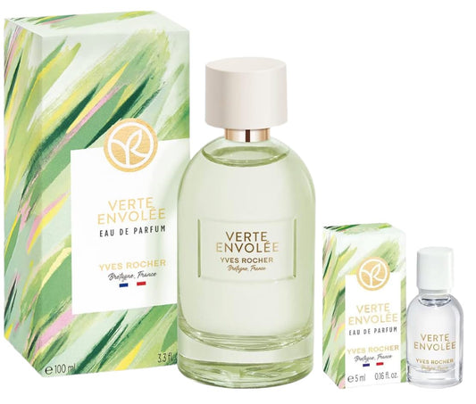 Yves Rocher Verte Envolée Eau de Parfum for Women Spray Set of 2-100 ml./3.3 fl.oz. and 5 ml./0.16 fl.oz.