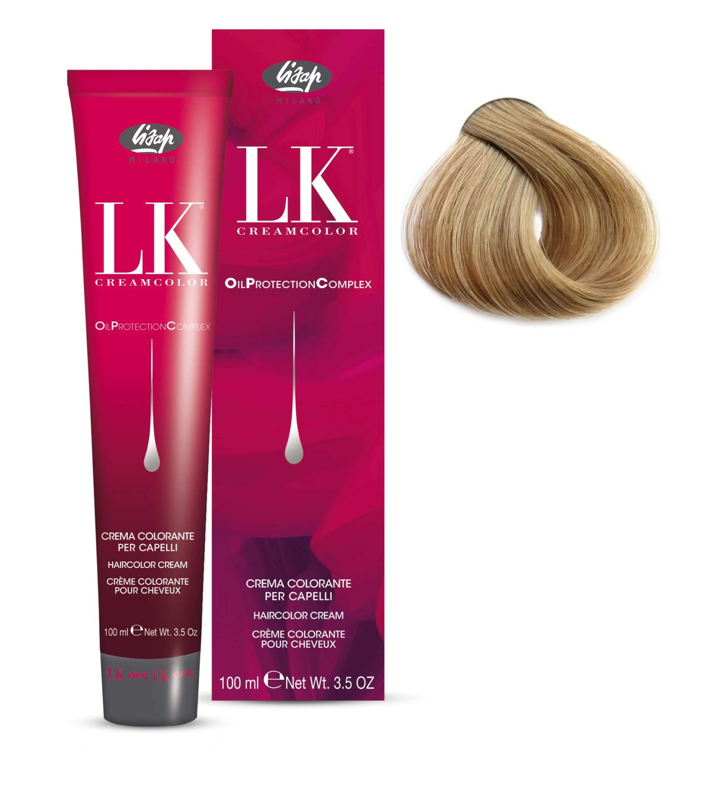 Lisap LK Oil Protection Complex Hair Color Cream, 100 ml./3.38 fl.oz. (8/0 - Light Blonde)