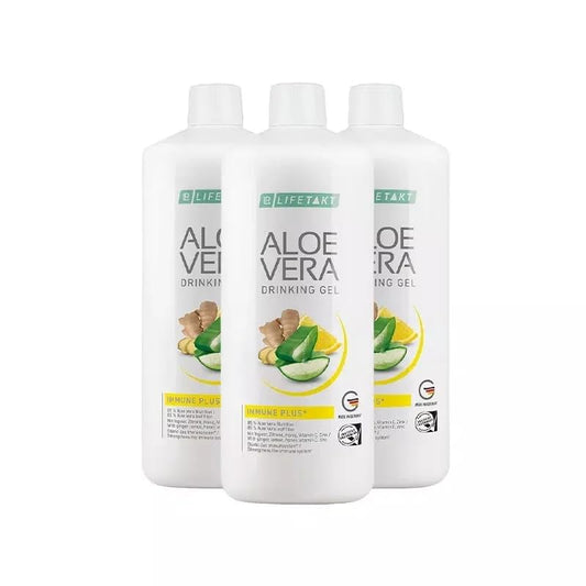 LR Lifetakt Aloe Vera Drinking Gel Immune Plus Health Care Women Men Drink Every Day Natural Treatment Set of 3-1000 ml./33.3 fl.oz
